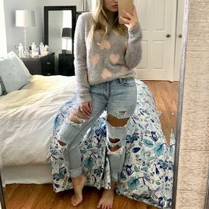 SOLDLauren Conrad Lavender and Blush Heart Sweater